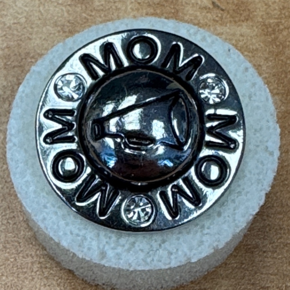 Ginger Snaps 20mm Silver CHEER MOM with Rhinestones